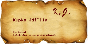 Kupka Júlia névjegykártya